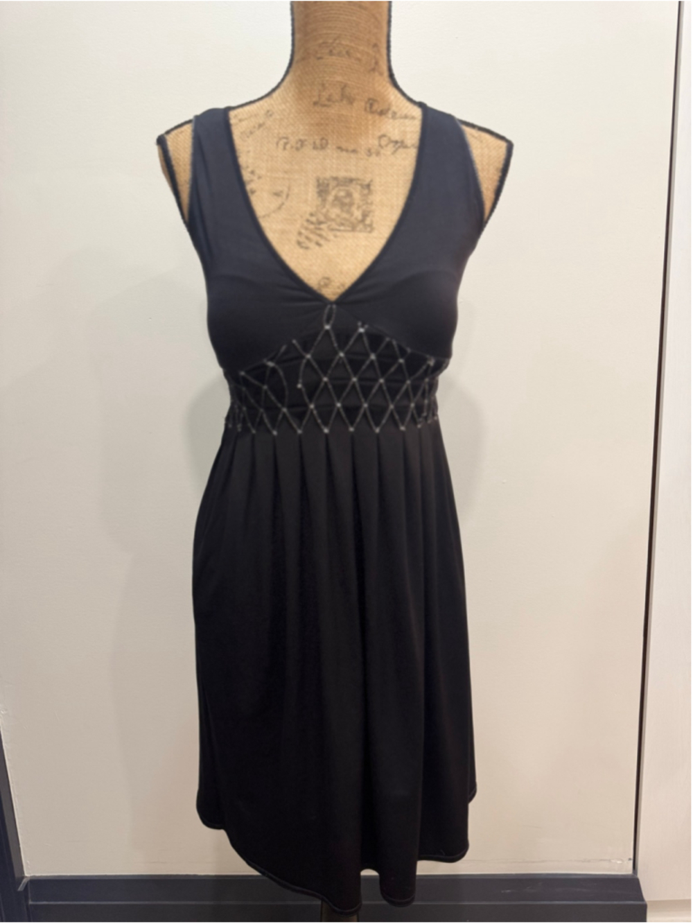 Buffalo Black Y2K Whimsigoth Silver Stitch Dress S Smock Waist Going Out Goth
